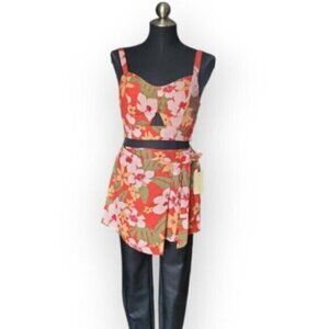 Summer Crop Top + Skort Set Floral  NWT  B.O.G Floral Sz Medium